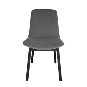 SK Designer Living | Cozy Upholstered Dining Chair | Black Legs - Grey Fabric