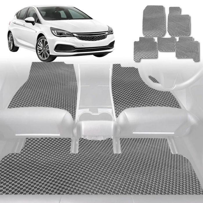 6D Diamond Car Floor Mats for Holden Astra 2016-2020-Full Set-Grey-Outback GT