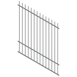 ProtectorAl 0350-1200W x 1500H Palladium Silver Picket Top Pool Fence Panel Raked 16-30º