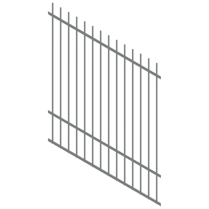 ProtectorAl 0350-1200W x 1500H Palladium Silver Picket Top Pool Fence Panel Raked 16-30º