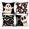 Catzon 4 Pcs Scary Throw Pillow Covers Linen Cushion Case for Decor 50X50cm