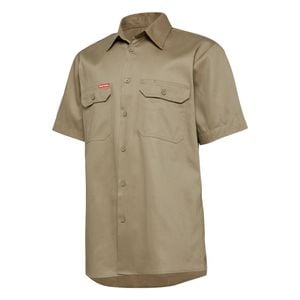 Hard Yakka Khaki Core Vented Short Sleeve Cotton Shirt - Size 3XL