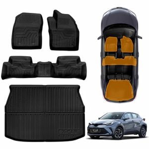 3D Floor Mats Boot Liner for Toyota C-HR CHR 2016-2023 All Weather Cargo Trunk Luggage Tray
