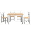 Grey Wooden Table Set Chairs 5 Piece Pine Wood