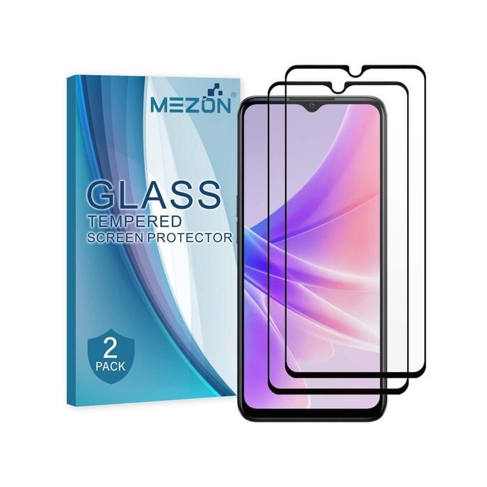 2 Pack MEZON OPPO A17 Full Cover Tempered Glass Screen Protectors