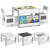 Costway 4-in-1 Kids Table & Chair Set Wood Activity Desk Grey