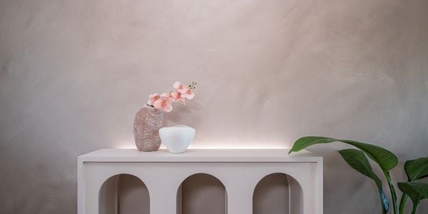 A textured lime wash paint on the wall