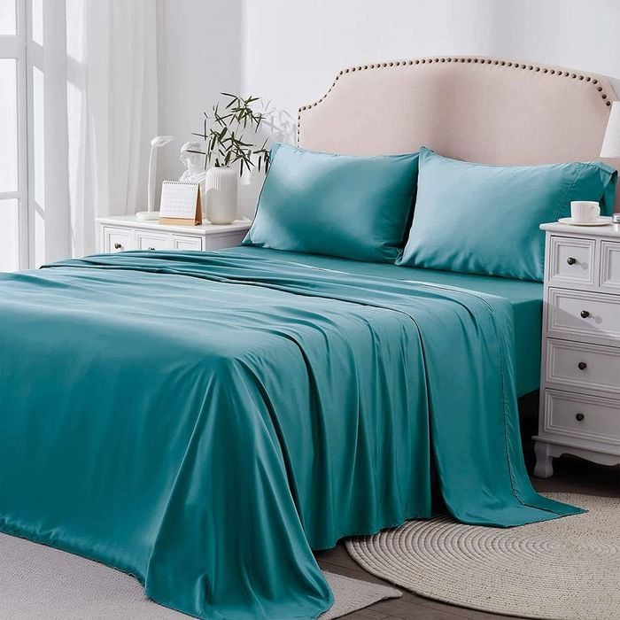 Queen Bed Sheet Set 2000TC Bedding Sheets Pillowcases Breathable, Biscay Blue