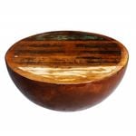 Bowl Shaped Coffee Table Solid Reclaimed Wood Steel Base Antique Vintage Retro