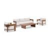 Marlo 3+1+1 Outdoor Aluminium Lounge Set Mahogany With Coffee Table & Bone Cushions