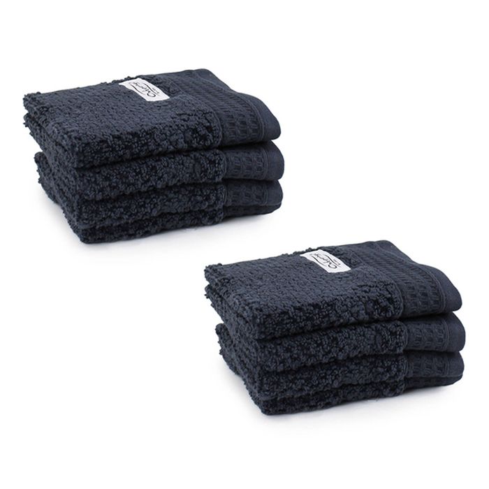 8pc Onkaparinga 30x30cm Cotton Avalon Bathroom Face Washers 550GSM Midnight
