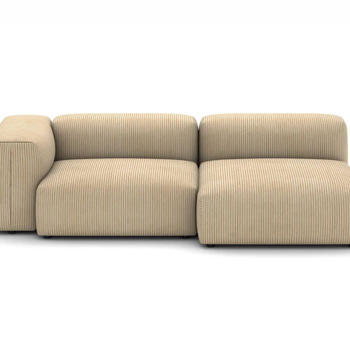 Corduroy Sectional Sofa Set - Left Arm Seater with Armless Chaise