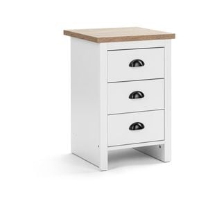 Hampton Bedside Unit Side Table 3 drawers white