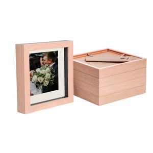 Nicola Spring 6" X 6" Light Wood 3d Box Photo Frames - 4" X 4" Mount - Pack Of 5