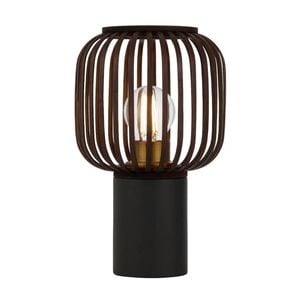 Telbix Sorens Contemporary Table Desk Lamp Light Bamboo Metal Black Brown Matte