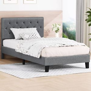 Alfordson Bed Frame Single Size Fabric Grey