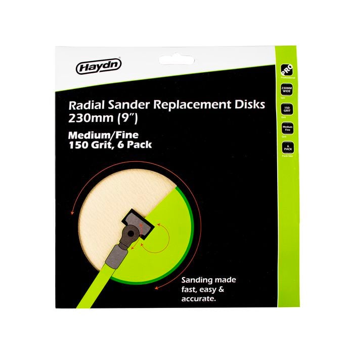 Haydn 150 Grit Medium Fine Radial Sander Replacement Disk - 6 Pack