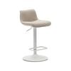 Zenda stool in beige chenille and matt white steel 81-102 cm
