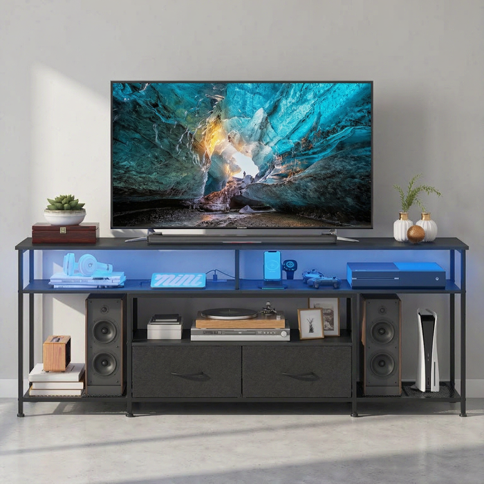 Ufurniture 160cm Tv Stand 3-tier Entertainment Unit Tv Cabinet Console Table Black