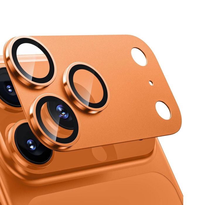 Iphone 17 Pro Max Camera Lens Protector, Military Grade Aluminum Alloy & Tempered Glass, Orange Titanium