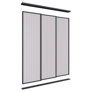 Lugna 2100 x 1800mm Black VJ Panels Wardrobe Triple Sliding Doors