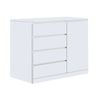 Foret Dresser Tallboy Lowboy Cabinet Bedroom Storage Chest 4 Drawers Wood White 1 Door