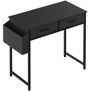 Ufurniture 100cm Home Office Computer Desk Study Table with  Drawers & Side Pockets Vanity Desk with Hooks Black