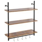 Vevor 80x24.5x96.5cm Industrial Pipe Shelf Black with 3 Tier Wall-Mount for Kitchen Bedroom