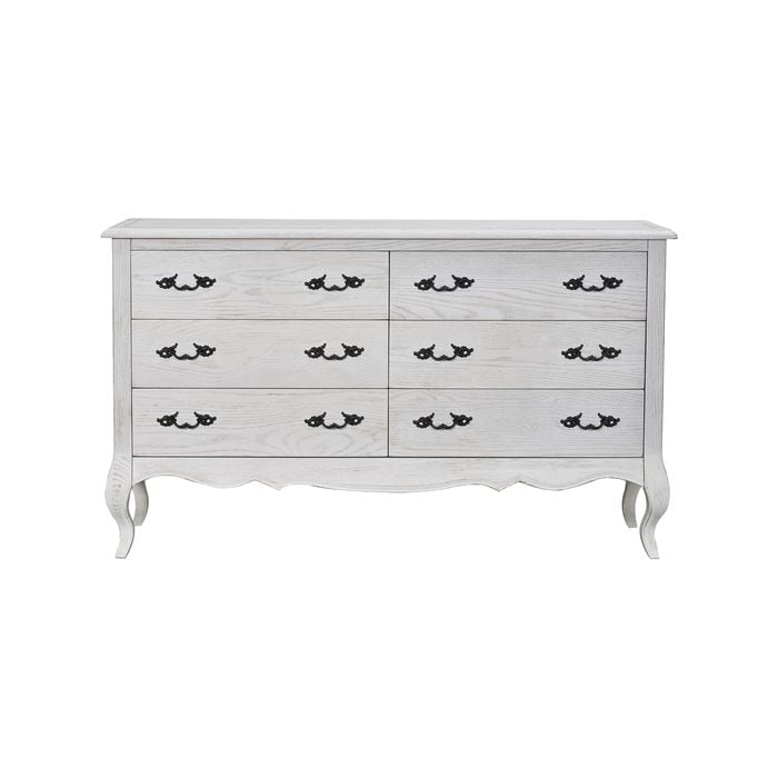 Alice Dresser 6 Chest of Drawers Storage Cabinet Distressed White