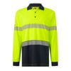 Hard Yakka Yellow/Navy Men's Long Sleeve Hi Vis Taped Polo - Size XL