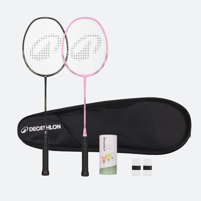 Decathlon - Adult Badminton Racket Br 190 Set Partner Black Pink - One Size