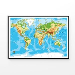 World Map Geological Print 100% Australian Made 120x90cm (Poster)