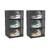 Soga 2x 3-tier Black Shoe Organiser Stackable Folding Storage Box Magnetic Door