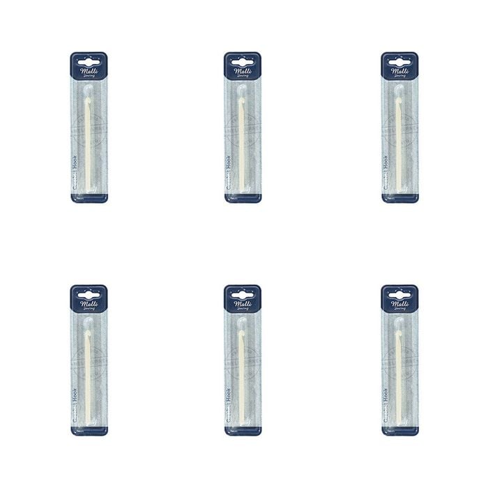 6pk Malli Plastic Crochet Hook/needle Yarn Crafting/knitting Tool 7mm White