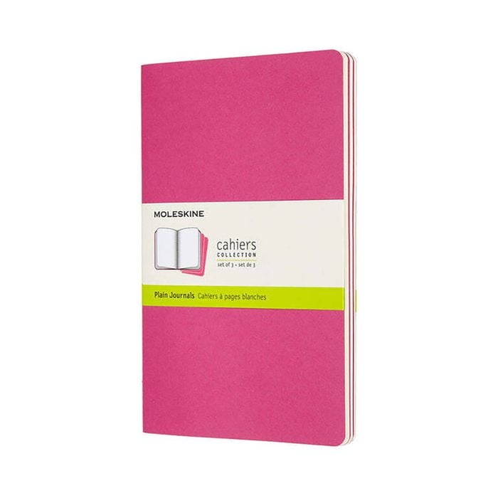 3pc Moleskine Cahier Soft Cover Notebook/journal Plain Set Kinetic Pink Large