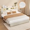 Oikiture Bed Frame King Size With Led Lights Usb Charging Storage Headboad