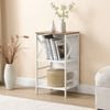 Homfurn 3 Tier Industrial Bookcase With Metal Frame And Backboard,low Rustic Brown Book Shelf,book Case For Small Spaces