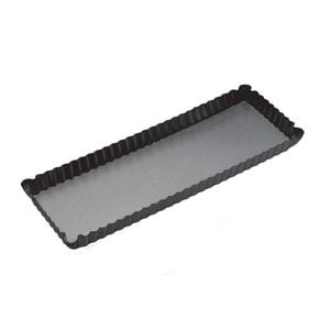 Mastercraft 36x13cm Loose Base Non-Stick Rectangle Flan Quiche Pan - Black