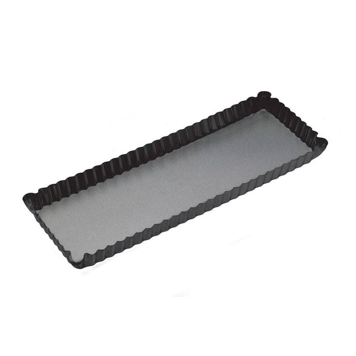 Mastercraft 36x13cm Loose Base Non-Stick Rectangle Flan Quiche Pan - Black