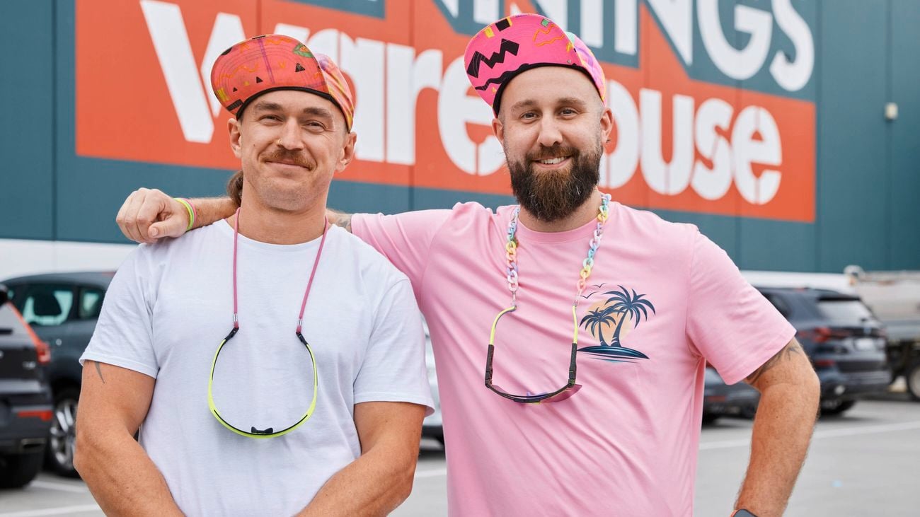    a {     text-decoration: none;     color: #464feb; } tr th, tr td {     border: 1px solid #e6e6e6; } tr th {     background-color: #f5f5f5; }     Two men standing arm in arm in front of a Bunnings Warehouse store sign, wearing colourful patterned caps and casual T-shirts with sunglasses hanging from their necks, with parked cars in the background.