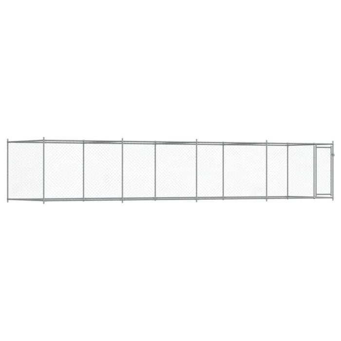 vidaXL Dog Cage with Door Dog Kennel Crate Animal House Grey Galvanised Steel