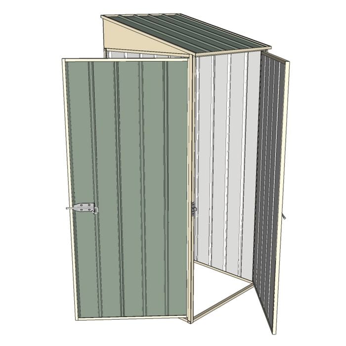 Build-a-Shed 0.8 x 0.8 x 2m Skillion Single Hinged Door Shed with Single Hinged Side Door - Green