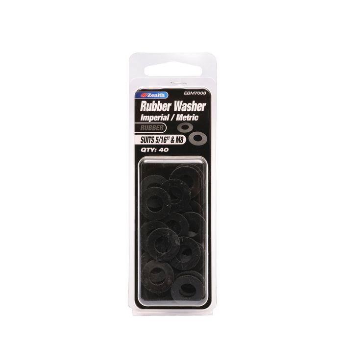 Zenith Rubber Washer Suits 5/16" & M8 40pk