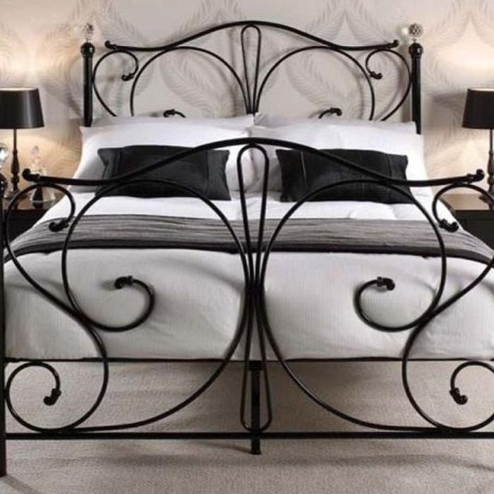 Istyle Christina Double Bed Frame Metal Grey Black