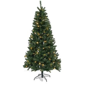 Costway 2.1M PVC Christmas Tree Hinged Decoration Tree 8 Lighting Modes & Gloves