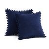 Catzon 2 Pcs Boho Decorative Throw Pillow Covers with Pom-poms for Sofa-Dark Blue