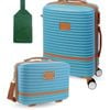 Pierre Cardin Cabin Hard-shell Suitcase & Mini Beauty Travel Case Set W/tag Blue