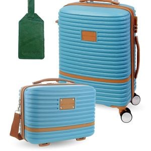 Pierre Cardin Cabin Hard-shell Suitcase & Mini Beauty Travel Case Set W/tag Blue