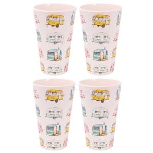 4PK Splosh Caravan Bamboo Melamine Water Drink Tumbler Cup 360ml/13cm White