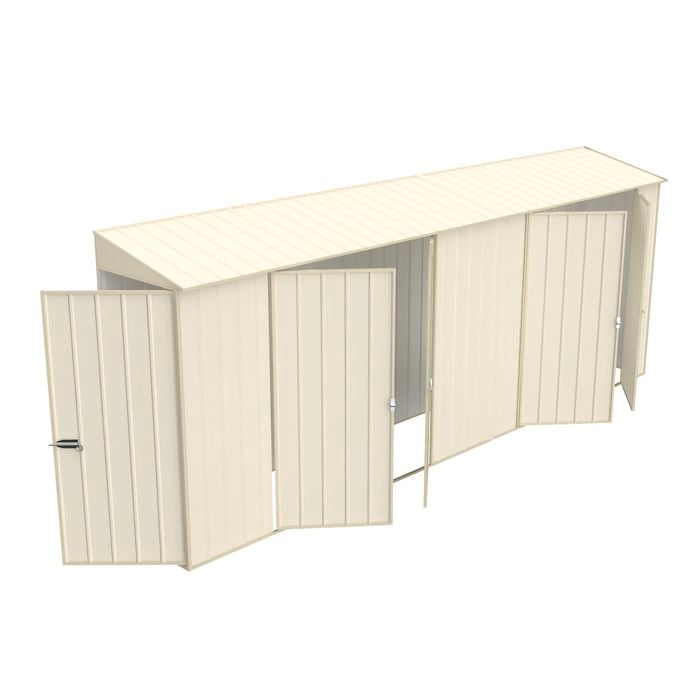 Build-a-Shed 0.8 x 5.2 x 2.0m Cream Skillion Double Plus Double Hinged Side Doors Shed